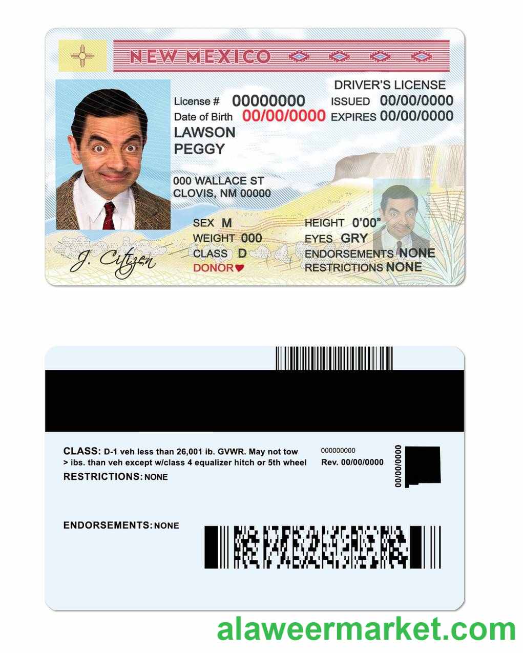 USA State New Mexico driving license